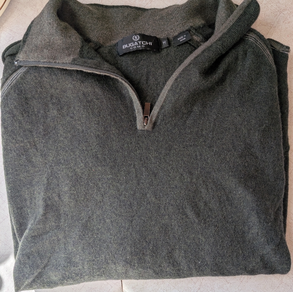 Bugatti quarter zip 100% Merino wool